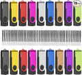 EASTBULL Flash Drive Bulk 4GB USB 20 Pack with Lanyards USB 2.0 Thumb Drive Bulk Memory Stick Swivel Pen Drive for Storage and Backup(4GB 20Pack, Mixed Color)