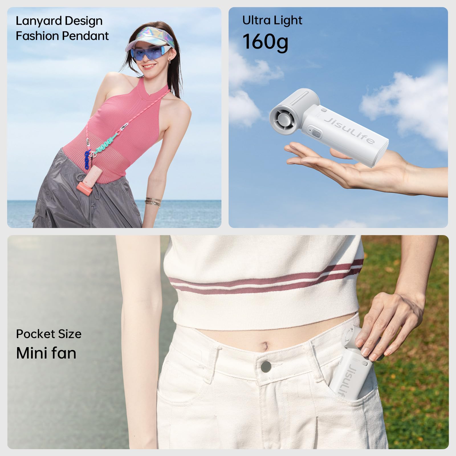 JISULIFE Portable Handheld Fan Life9, Turbo Airflow, Up to 12H Runtime