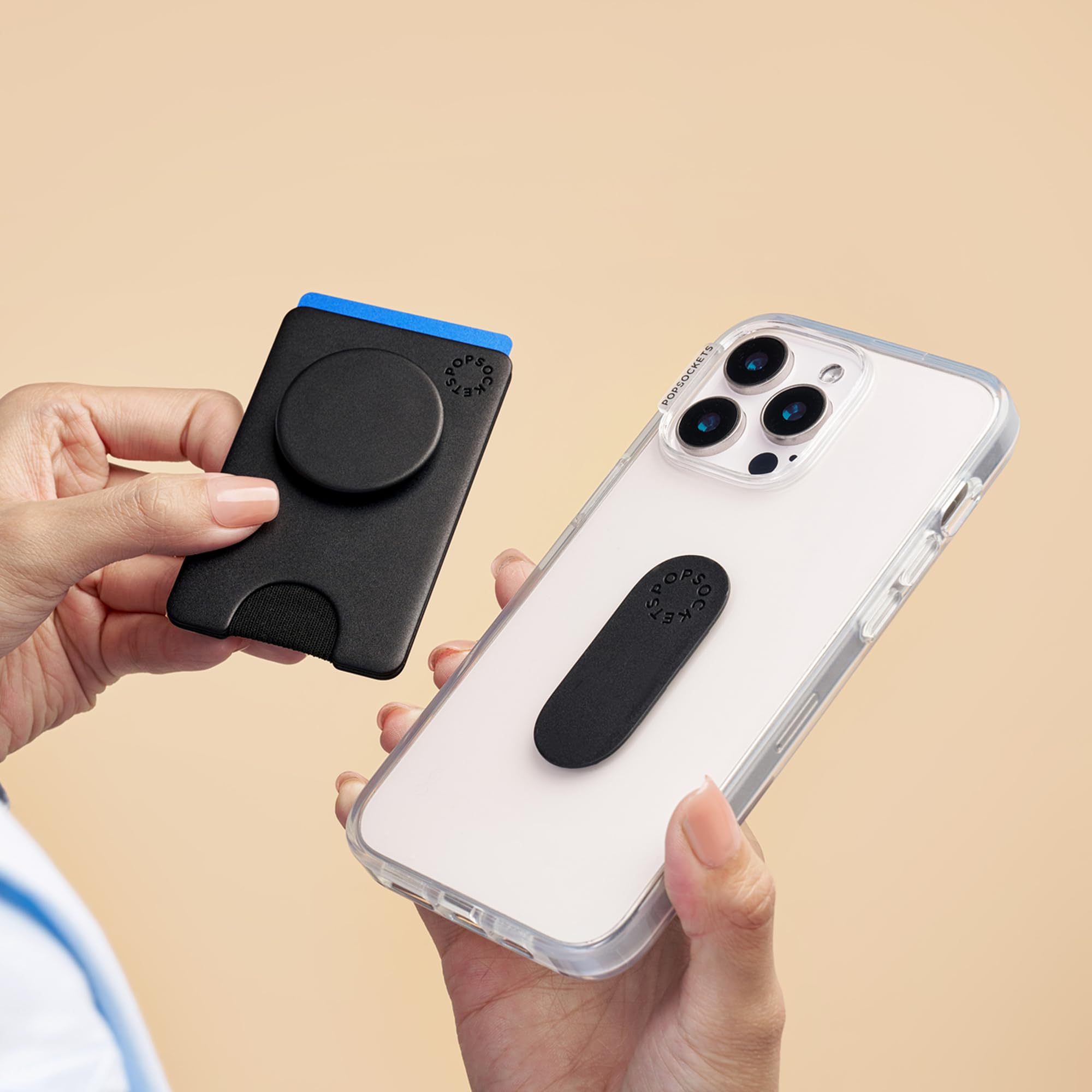 PopSockets Adhesive Phone Wallet and Card Holder with Grip - Black