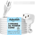 Adoreen 20 Ft Computer TV Replacement Power Cord White, 90 Degree Angled L-Shaped 18AWG 3-Prong AC Universal Power Supply Cable NEMA 5-15P to IEC 320 C13 for Printer, PC, Monitor TV LCD, ETL+Ties