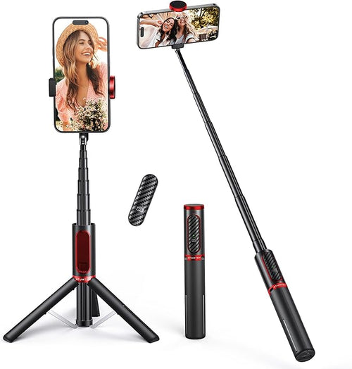 ATUMTEK Selfie Stick Tripod, 3-in-1 Extendable Aluminum Phone Tripod with Detachable Bluetooth Remote, Compatible with iPhone 17/16/15/14/13/12/11/11 Pro/XS Max/XR and Samsung Smartphones