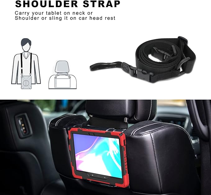 rantice Compatible with Samsung Galaxy TAB Active PRO 10.1 inch/Tab Active4 PRO Case, Heavy Duty Rugged Shockproof Drop Protection Case, Hand Strap&Shoulder Strap for SM-T540/T547/T630/T638 (Red)