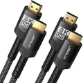 JSAUX 8K Long HDMI Cable 15ft 2-Pack 48Gbps Ultra High Speed HDMI 2.1 Braided Cord, 4K@120Hz 144Hz, 8K@60Hz, HDCP 2.2 & 2.3, HDR 10, eARC Compatible with Laptop Monitor UHD TV PS5 Dolby-Black