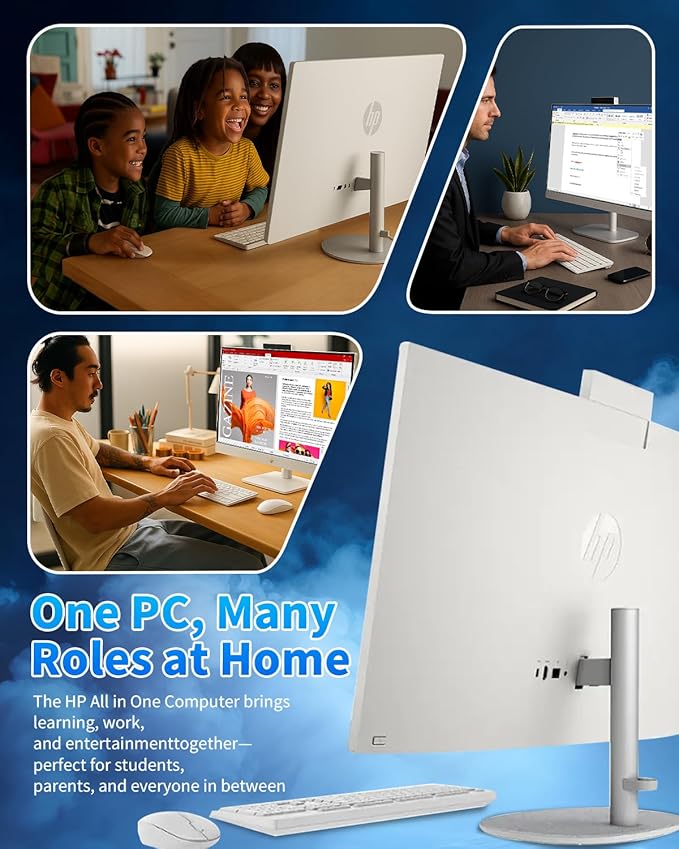 HP 27" All-in-One Desktop Computer - FHD Touchscreen | Intel Ultra 7‑155U | AI‑Enhanced Display, Facial Login | Privacy Pop‑Up Camera | Win 11 Pro, w/Accessories | 64GB DDR5 + 4TB SSD