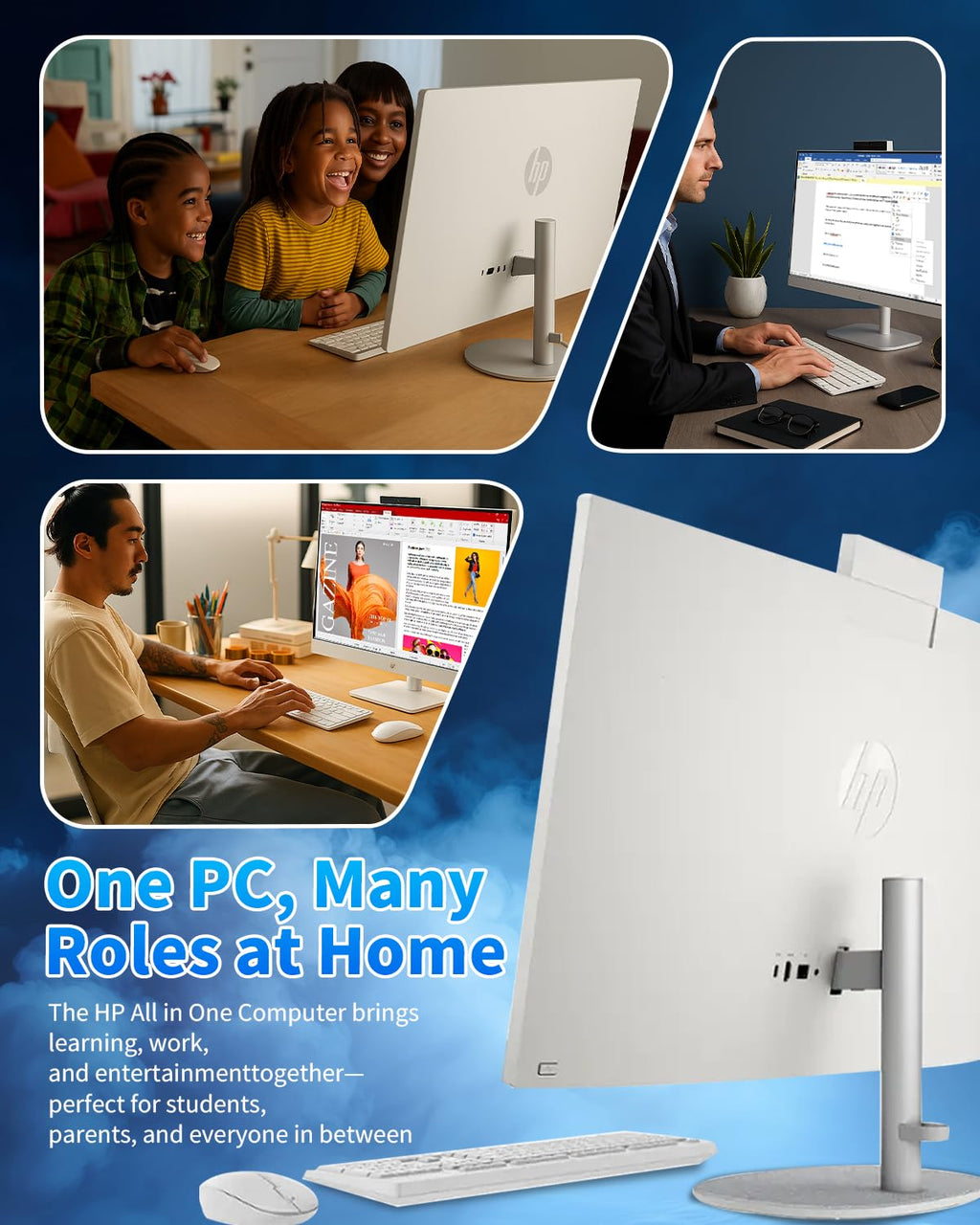 HP 27" All-in-One Desktop Computer - FHD Touchscreen | Intel Ultra 7‑155U | AI‑Enhanced Display, Facial Login | Privacy Pop‑Up Camera | Win 11 Pro, RECOLX AI Voice Recorder | 32GB DDR5 + 1TB SSD