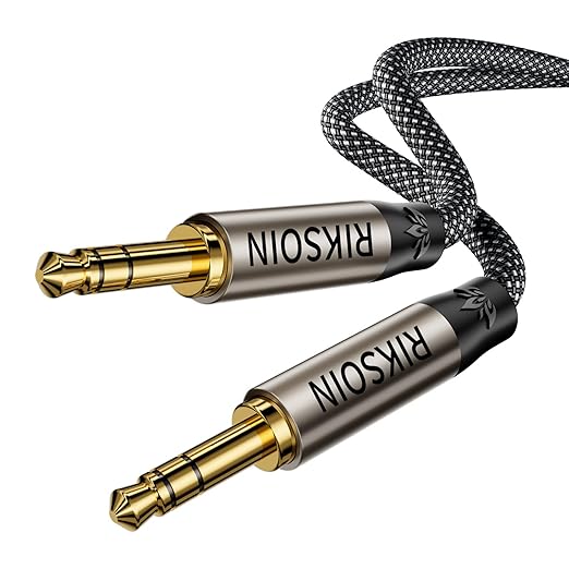 3.5mm Aux Cable 2FT/0.6m, Silver-Plated Wire Core Male to Male Cord for Headphones Car Home Stereos Speaker Compatible with iPhone iPad iPod Echo
