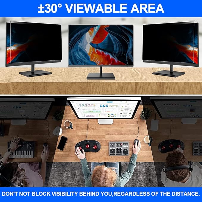Computer Privacy Screen Filter 27" Hanging Privacy Screen Protector Compatible Widescreen Computer Monitor with Aspect Ratio 16:9,Anti-Glare Privacy Screen Protector (27" Diagonal (16:9))