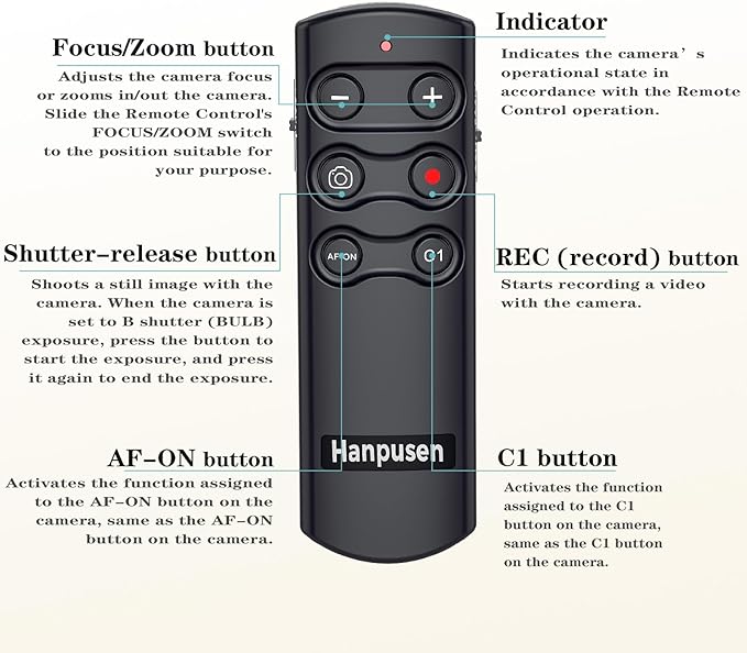 for Sony Wireless Camera Remote Control Shutter Release Compatible with Sony A7C,A7III,ZV-1,ZV-E10,ZV-1F,A6100,A6400,A6700,A7IV,RX100 VII,A9,A9 II,DSC-RX0 II,DSC-RX100 VII,Replace RMT-P1BT