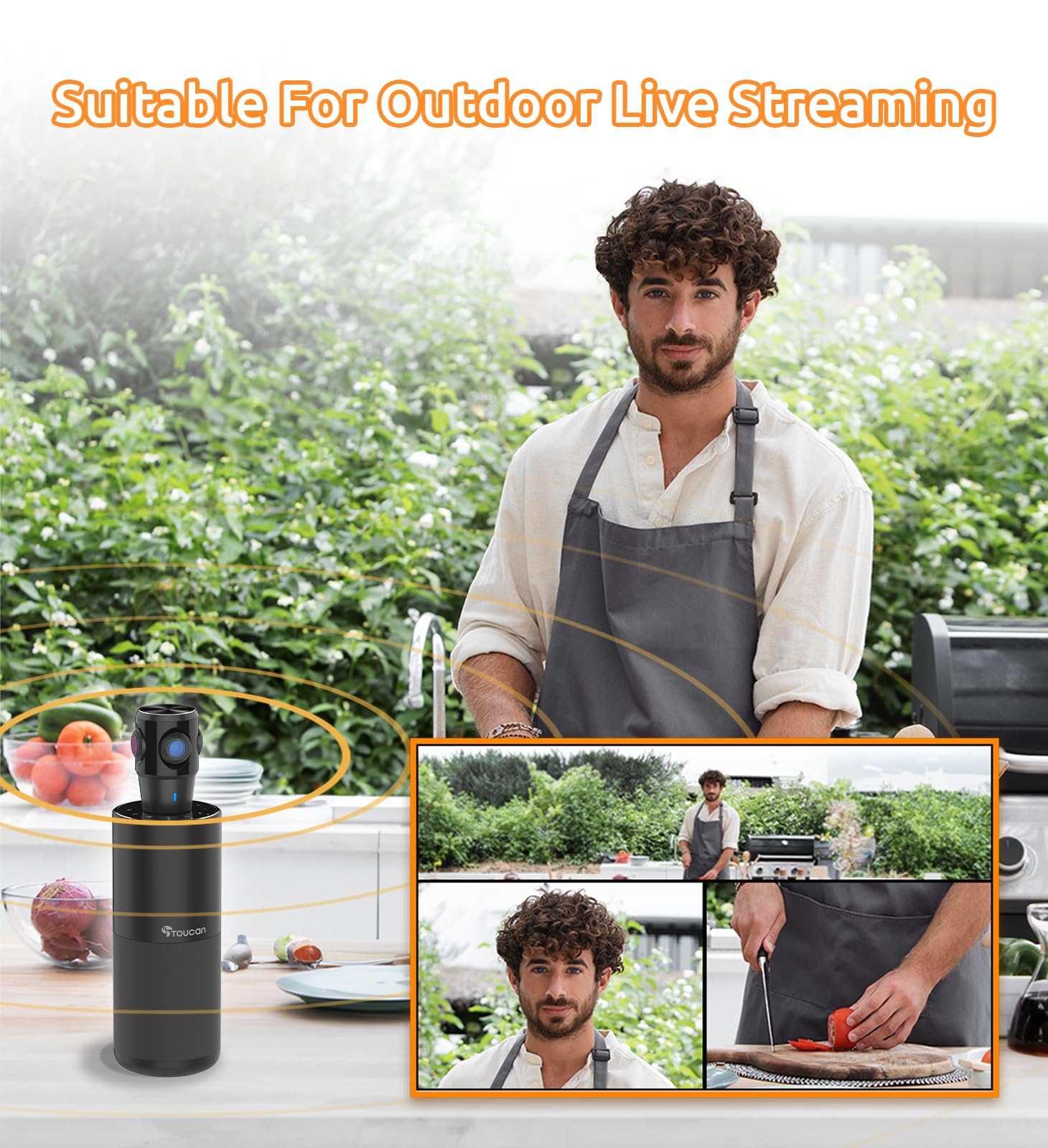 TOUCAN 360-Degree Video Conference Camera, 1080p HD Webcam with 4 Noise Reduction Mics, Speaker, AI Tracking, Works with Zoom, Google Voice, Microsoft Teams and More, for PC/Mac/Tablet