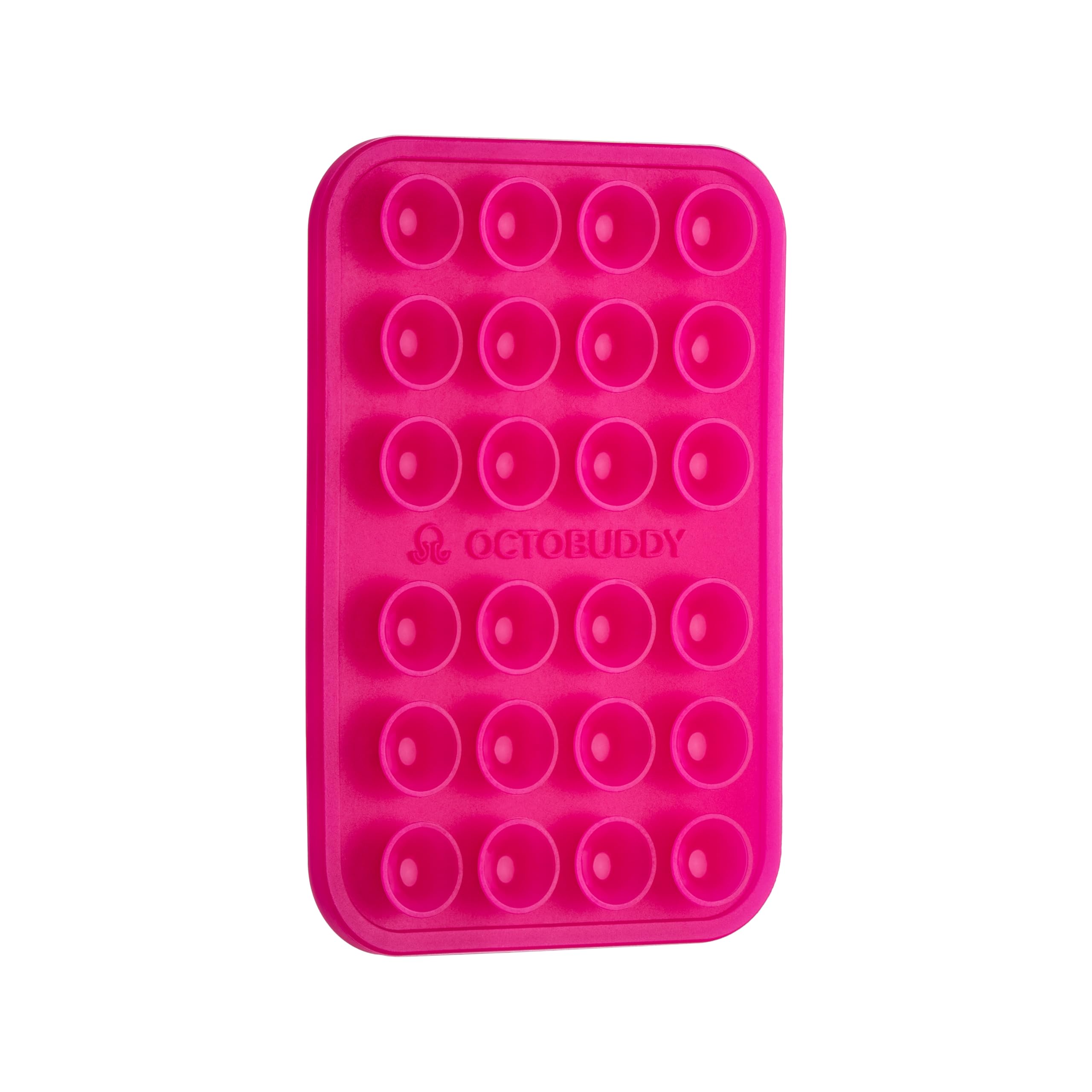 OCTOBUDDY Classic - Silicone Suction Phone Case Adhesive Mount - Hands-Free, Strong Grip Holder for Selfies & Videos - iPhone & Android Compatible - 2.25″ x 3.25″, Hot Pink
