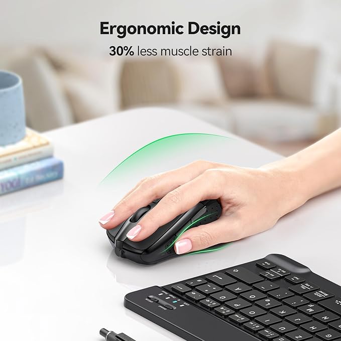 TECKNET Wireless Silent Mouse, Quiet Click, 2.4G Optical Cordless Mouse, 6 Adjustable 4000 DPI, Computer Mice for Laptop, Chromebook - Black