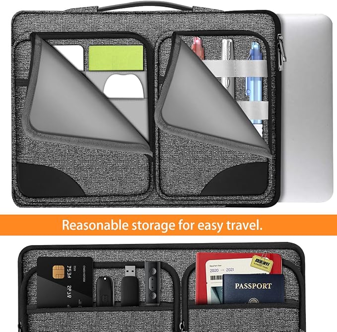 ZINZ 360 Protective Laptop Case 15" 15.6" 16" Sleeve, Water-Resistant Handbag with Straps Compatible with 16" MacBook Neo, MacBook Pro Air 16"/15", XPS 16" and Most 15" 15.6" 16" Notebooks,G01BK02