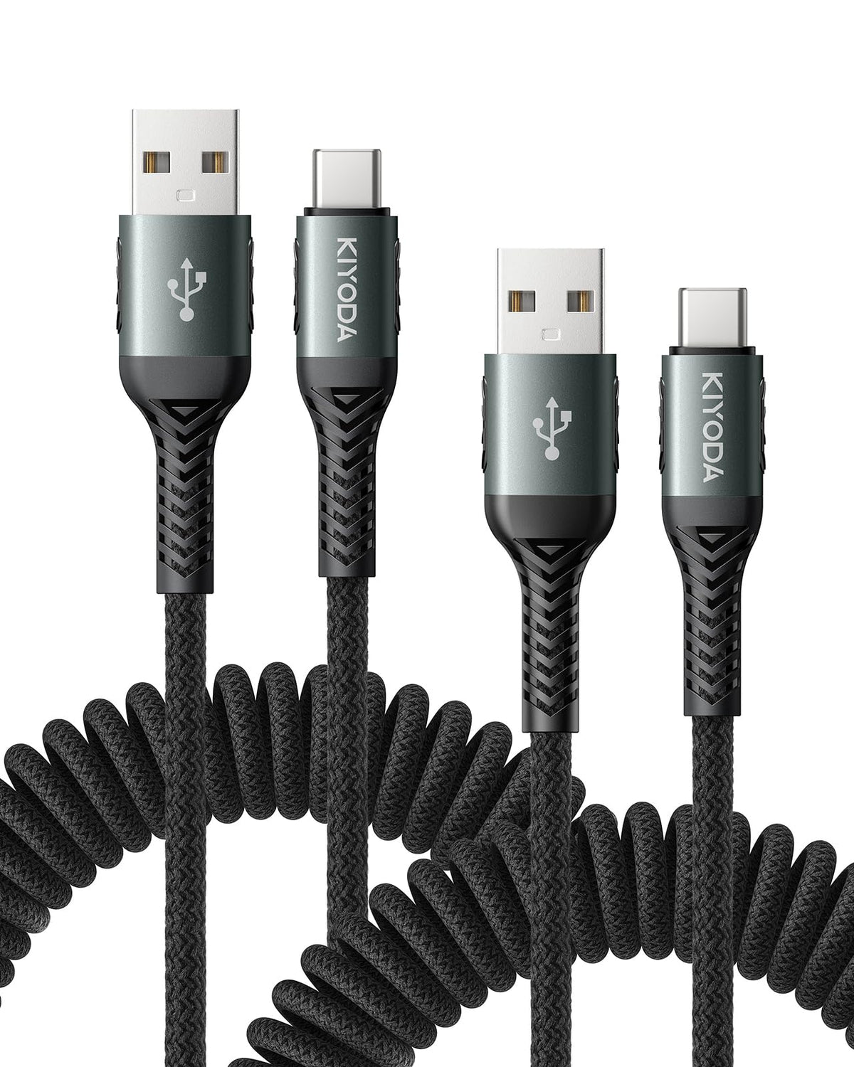 USB A to USB C Cable 3FT/6FT, Coiled USB C Cable for Car, 66W USBC Cable