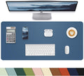 Leather Desk Protector, Non-Slip PU Laptop Mat, Waterproof Writing Pad for Office/Home (31.5"x15.7", Grey Blue)