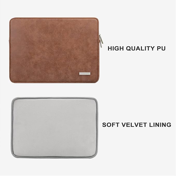 RAINYEAR 15 Inch Laptop Sleeve PU Suede Leather Case Padded Cover Water Resistant Carrying Computer Bag Compatible with 15.4 MacBook Pro/Air, Surface Laptop 3/4 15", New XPS 15 Touch(Brown)