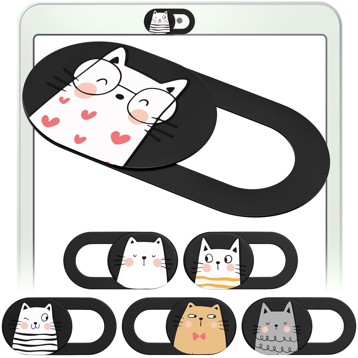 MESMOS Webcam Cover Slide, Cat Lovers Gifts for Women, Cat Lover Themed Things, Mom Gifts for Women, Laptop Camera Cover Slide Cute, Cute Stuff (Small Size)