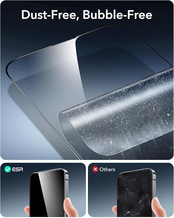 ESR 3 Pack 9H+ Glass for iPhone 14 Pro Screen Protector, [Military Grade Shatterproof & Longest Durable] Armorite Ultra-tough Full Coverage Tempered Glass with UltraFit Tray