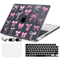 MecBevia Compatible with 2026 M5 MacBook Air 15 inch Case, 2026 2025-2023 M5 A3448 M4 A3241 M3 A3114 M2 A2941, Keyboard Cover, Screen Protector, Webcam Cover & Type-C OTG, Black Bows