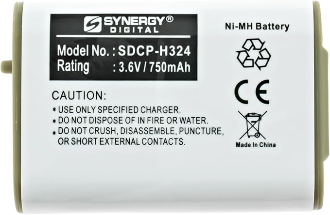 Synergy Digital Cordless Phone Batteries, Works with Panasonic HHR-P103 Cordless Phone, (Ni-MH, 3.6V, 750 mAh) Ultra Hi-Capacity, Combo-Pack Includes: 2 x SDCP-H324 Batteries