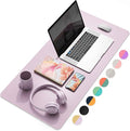YSAGi Desk Pad, Dual-Sided Desk Mat, 31.5" x 15.7" Laptop Leather Desk Protector, Waterproof Desk Writing Pad for Office (31.5" x 15.7", Grayish Lavendar+Cinnamon Buff)