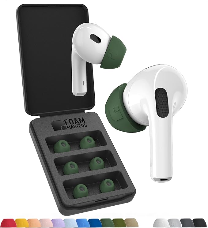 Foam Masters Ultra-Premium Memory Foam Ear Tips for AirPods Pro 1st & 2nd Gen | 3 Pairs | Black Magic Ver 6.0 | Secure | Comfort | Better Noise Cancel | Replacement Buds – Forest Green, Small