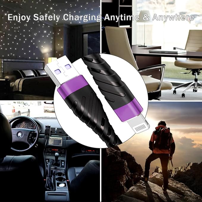 OIITH MFi Certified for iPhone Charger Cable 6Ft, 3 Pack Long for Lightning Charging Cord, Fast 2.4A for iPhone USB Cord Compatible with iPhone12/11/XS/Max/XR/X/8/8P/7P/6/iPad