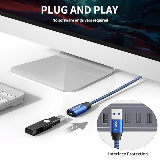 USB 3.0 Extension Cable 6ft, Type A Male to Female Extension Cord Durable Braided Material High Data Transfer Compatible with USB Keyboard,Mouse,Flash Drive, Hard Drive,Printer