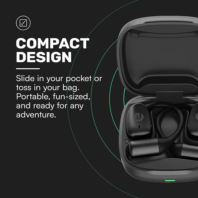 Raycon Essential Open Earbuds – True Wireless Open Ear Bluetooth 6.0 Headphones, Ultra-Lightweight, Comfort Hook Design, IPX5 Water Resistant, 36 Hours of Battery Life (Black)