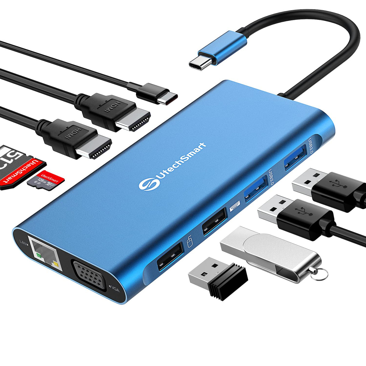 UtechSmart USB C Docking Station, Dual Monitor, Laptop Docking Station