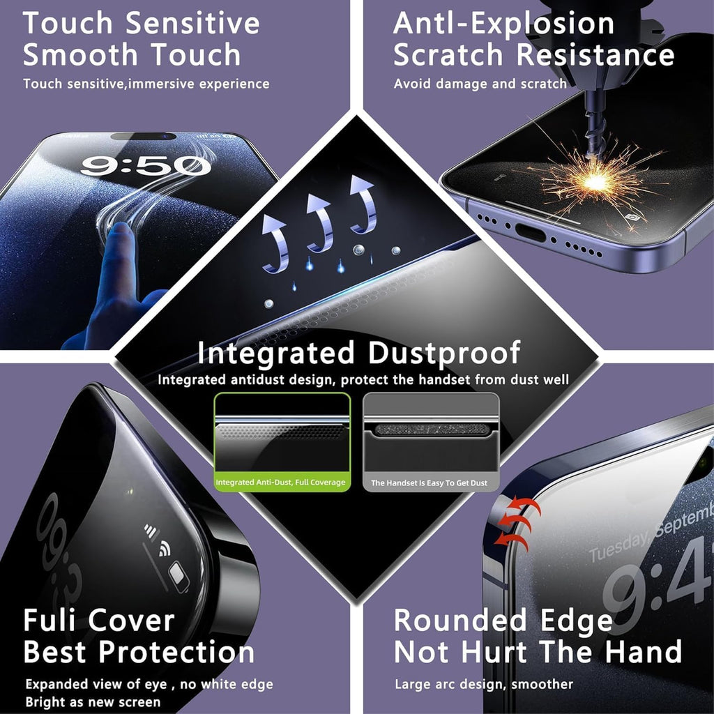 CHRYSHA 2-Pack Anti Blue Light Matte Screen Protector for iPhone 17 Pro 6.3-Inch, Auto Dust Removal, No Bubbles, High Definition Clear, Easy Installation