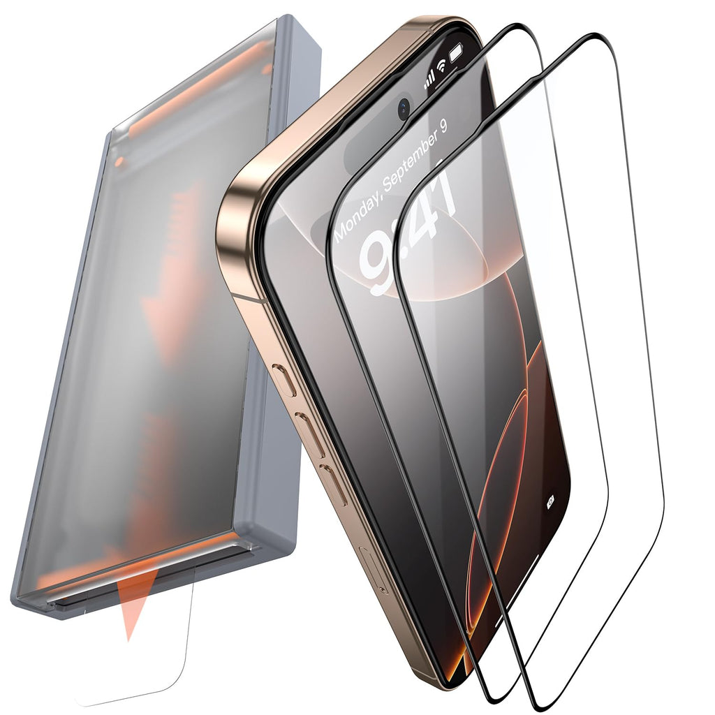 FUNCAT GLOBAL 3 Pack for iPhone 14 Pro Max Tempered Glass Screen Protector, Dust Free CABIN, Auto Positioning, Bubble Free, High Definition, Easy Installation,9H+ Hardness