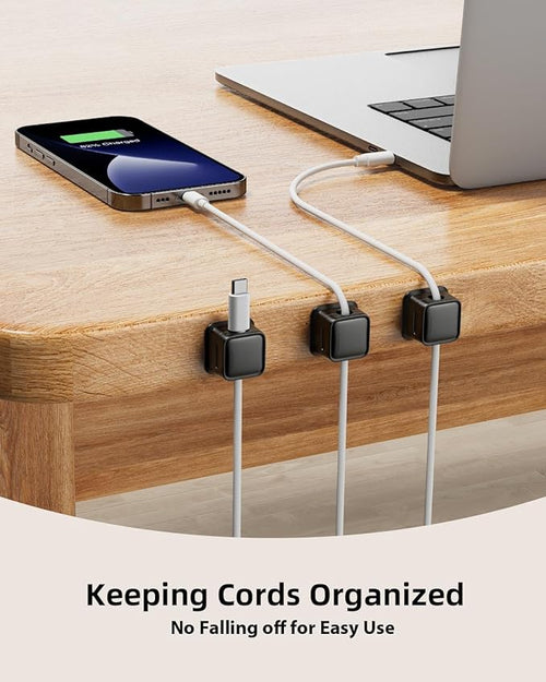 9 Pack Cord Organizer, Magnetic Cable Clips, Under Desk Management, Black