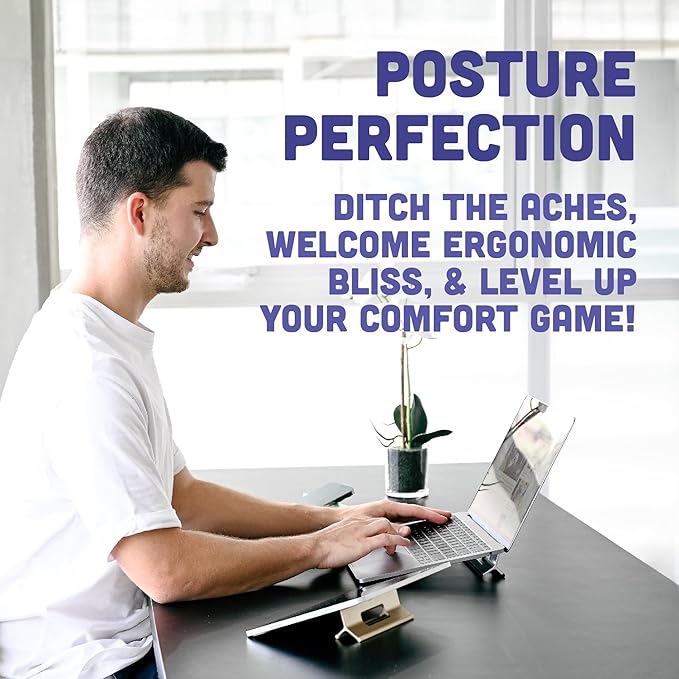 Steepy Low Profile Laptop Stand - 3 Height Adjustable Computer Stand - Lightweight Plastic Laptop Riser - Laptop Tilt & Angle Wedge