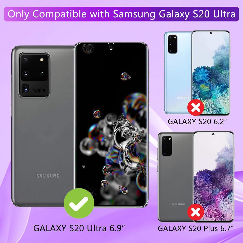 [2+2 Pack] Lesakit Anti-Blue Light Privacy Screen Protector for Samsung Galaxy S20 Ultra 6.9 inch with 2 Pack Camera Lens Protector, [Support Fingerprint ID] Anti Spy TPU Flexible Screen Protector-