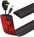Floor Cord Cover Self Adhesive Cord Hider Floor Extension Cord Covers for Floor Power Cord Protector Cable Management Prevent Cable Trips Cable Cavity 0.47" W x 0.27" H (Dark Walnut, 3.3Ft)