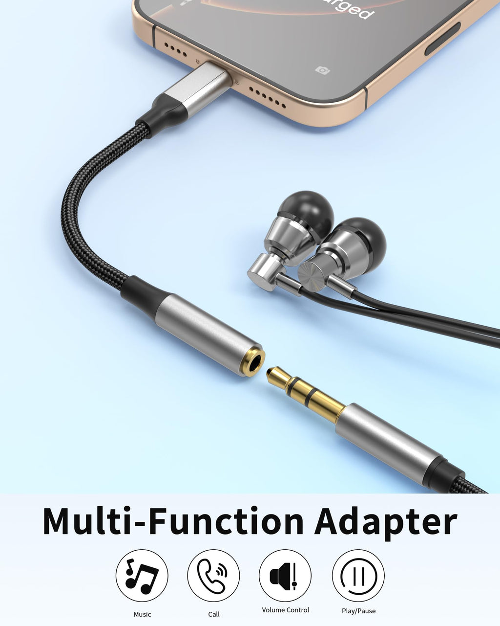 2Pack USB C to 3.5mm Audio Adapter, USB C to Aux Female Dongle Cable Cord