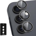 for Samsung Galaxy A16 Camera Lens Protector, Individual Metal Ring Tempered Glass Lens Cover, [Strong Adsorption] Scratch Resistant Ultra-Thin HD Clear Lens Cover, 1 Set-Black
