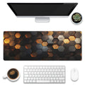 Eflxamz Desk Mat,Golden Honeycomb Technology Desk Pad,Honeycomb Technology Large Gaming Mouse Pad for Desk,Extended Big Computer Keyboard Mouse Pad with Non-Slip Base and Stitched Edge,31.5"x11.8"