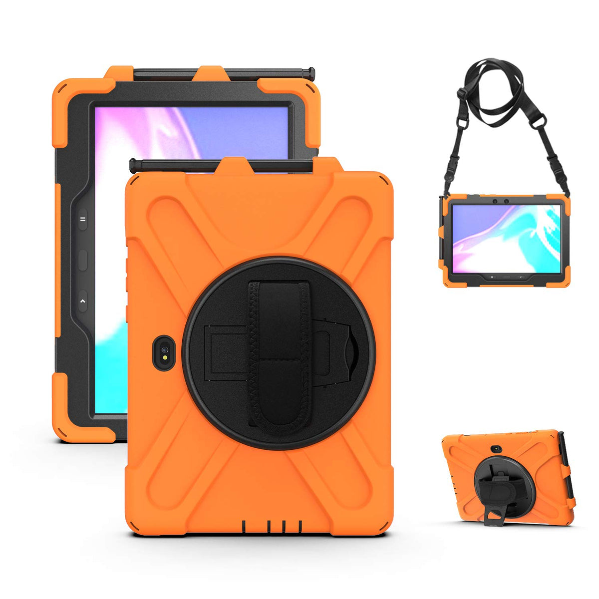 Rantice Case for Samsung Galaxy Tab Active5 Pro 10.1” /Active4 Pro/Active Pro 10.1, Shockproof Drop Protection Case with Stand, Hand Strap & Shoulder Strap for SM-X350/X358/T540/T547/T630/T638, Black