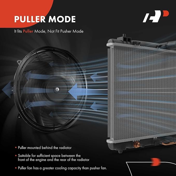 A-Premium 7.5'' 7.5 inch Slim Fan Pull Universal Electric Radiator Cooling Fan Assembly, 12V 80W with Mount Kit