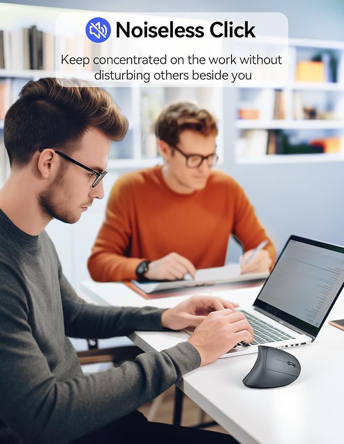 TECKNET Ergonomic Wireless Mouse, Rechargeable Mouse Wireless Silent for Carpal Tunnel Right Hand, 2.4GHz USB Vertical Mouse Wireless for Laptop, 5 Adjustable 4800 DPI, Computer, MacBook, Desktop