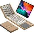 Nillkin Foldable Bluetooth Keyboard with Touchpad & Number Pad, Portable Bluetooth Keyboard with Full Size Keys, Pocket-Sized Wireless Travel Keyboards for iPad, Smartphone, Tablet and Laptop Khaki