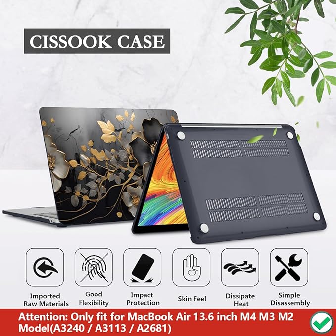 CISSOOK Compatible with MacBook Air 13.6 inch 2025 2024 2023 2022 Release M4 A3240 M3 A3113 A2681 M2, Floral Hard Shell Case Keyboard Skin Cover Screen Protector - Abstract Oil Painting