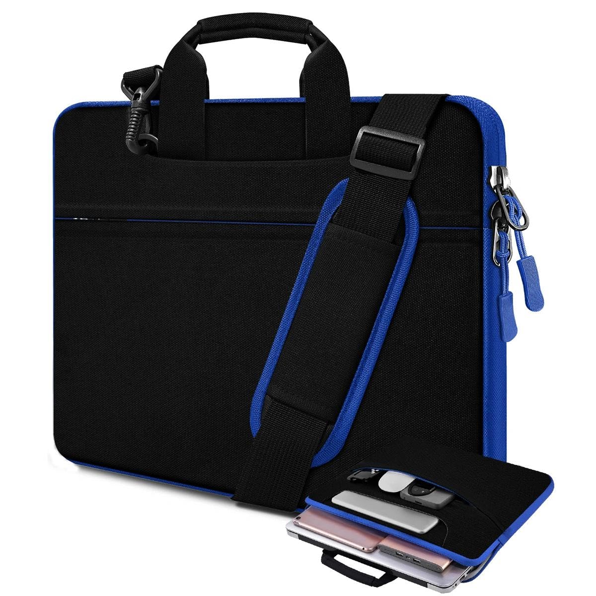 Hseok Laptop Case 15.6 inch Shoulder Bag with Strap,Black