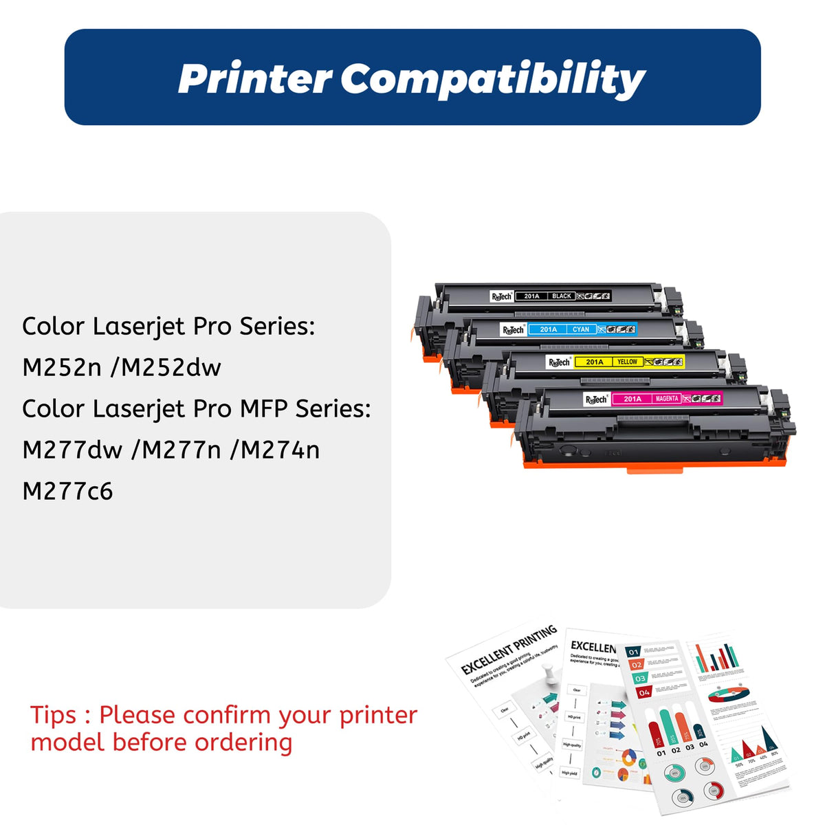 201A Toner Cartridge for HP Color LaserJet Pro MFP M277dw M252dw M277c6
