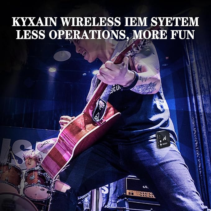 2.4GHz Wireless in Ear Monitor System, 24Bit/48K Mono Stereo Wireless IEM System with Transmitter Beltpack Receiver Auto Pairing, OTG USB Input, for Studio Band Live Performance