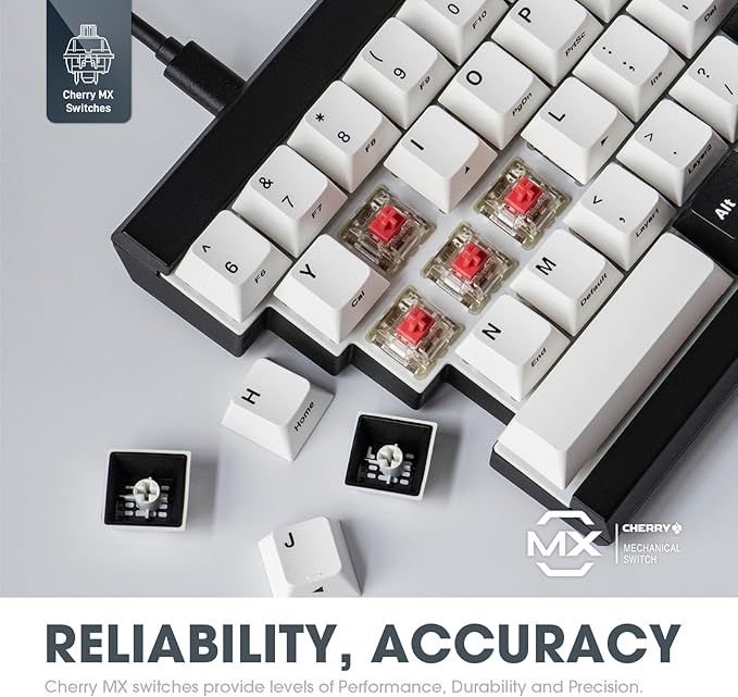 MD600 V3 RGB ORCA TKL Ergonomic Mechanical Keyboard, Cherry MX, Split Layout, PBT DoubleShot Keycap, Windows OS Compatible (Red)