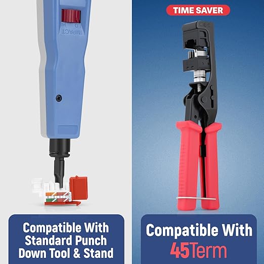 Everest 45° Angled RJ45 Cat5e Keystone Jacks 50-Pack in Orange - Slim Profile Female RJ45 Connectors - Cat 5e Keystone Jack - Compatible with 45° Angled Speed Termination Tool - 45Term (B0BL3GS7ZY)