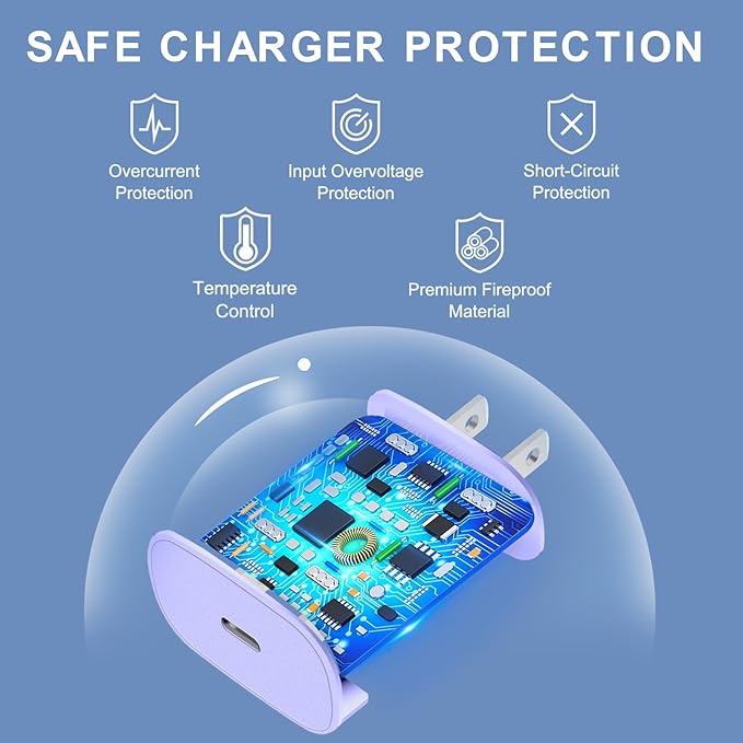 Phone 16 15 Charger Fast Charging,16 Pro Charger,30W USB-C Fast Charger Block & 6.6Ft USB C to C Fast Charging Cord for Phone 16 15 Pro/16 15 Pro Max/15 Plus,Pro 12.9,Samsung Galaxy S24 Ultra,Purple