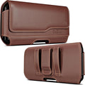 DeBin Case for Galaxy S25 S24 5G S23, S22, S21, S20, S10, S9, A10e, A01, Note 10, Cell Phone Belt Holster Clip Pouch Holder Cover (Fits Samsung with Otterbox Commuter Case) Brown